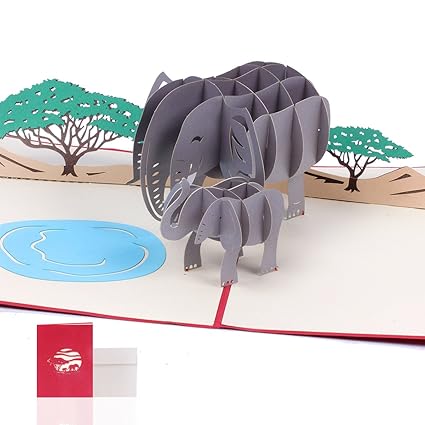 3d Pop Up Card Graduation Birthday Gifts 3d Elephant Greeting Cards Origami Paper Craft Card 79x 59 Inches Envelope Included Fathers Day