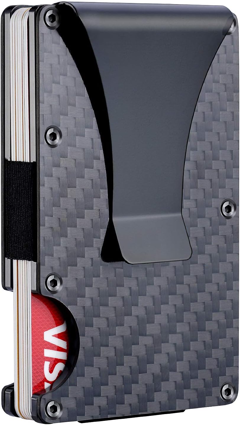 Carbon Fiber Wallet RFID Blocking Credit Card Case Anti-theft Cards Holder Black Metal Slim Money Clip for Men