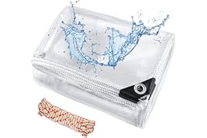 NIUYHE Clear Tarps with Grommets 6x8ft, PVC Vinyl Clear Tarp Heavy Duty Waterproof 20Mil Winter Pation Porch Enclosure Panel, Transparent Rainproof Canopy Fabric for Camping, Chicken Coops Cover