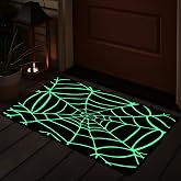 Breling Halloween Door Mat Glow in The Dark Rug Spider Web Doormat | 18 x 30 Inch Welcome Mat Outdoor, Luminous Entrance Rugs, Non Slip Front Door Mats, for Home Kitchen Indoor Outdoor