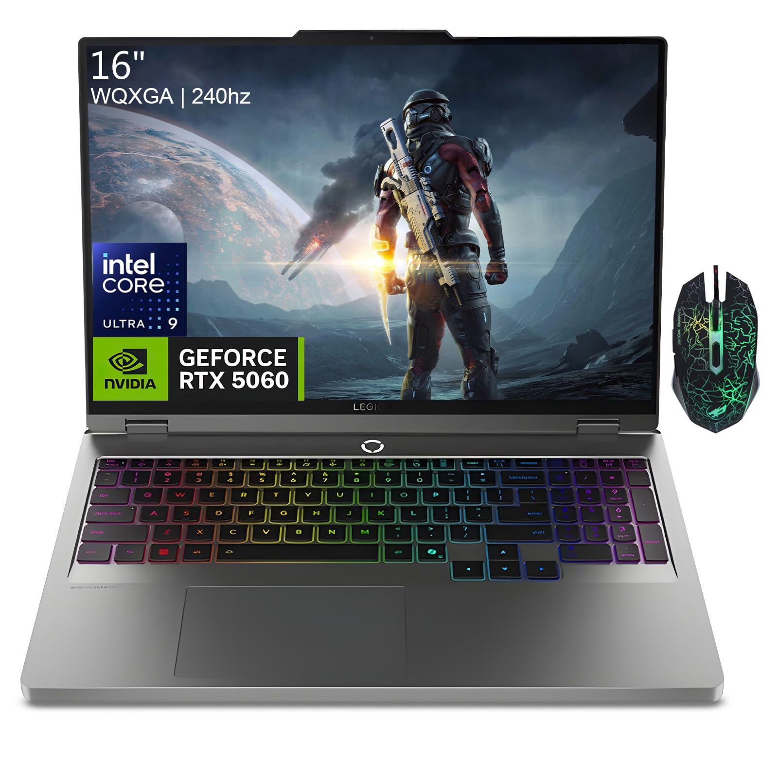 Lenovo Legion 5i Gaming Laptop, NVIDIA GeForce RTX 5060, 16" WQXGA 240Hz Display, Intel Core Ultra 9 275HX, 32GB DDR5 RAM, 2TB SSD, RGB Backlit, Wi-Fi 7, Windows 11 Pro, Gaming Mouse