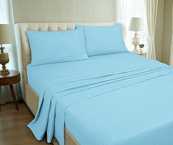 ROYALE LINEN Striped Bed Sheet Set - Brushed