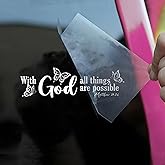 with God All Things are Possible Car Decal Funny Butterfly, Christian Religious, Bible, Jesus Humor Car Windows Trucks Accessories Affirmations Vinyl Waterproof 6 Inches Bumper Sticker Gift for Mom
