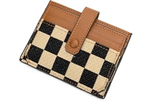Esfoxes Yellow Women Checkered Wallets Cute Slim Card Holder Small Credit Card Case