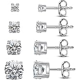 925 Sterling Silver Earrings, Cubic Zirconia Stud Earrings, Diamond Stud Earrings for Women