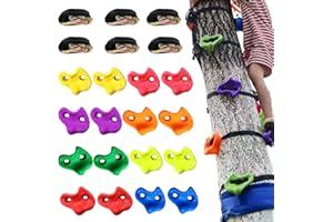 KINSPORY 16PC Tree Climbing Holds and 6pc Tree Ratchet Straps Climber Kit, Oversized Pig Nose Climb Rock Holds Kit for Outdoor Ninja Warrior Obstacle Course Training