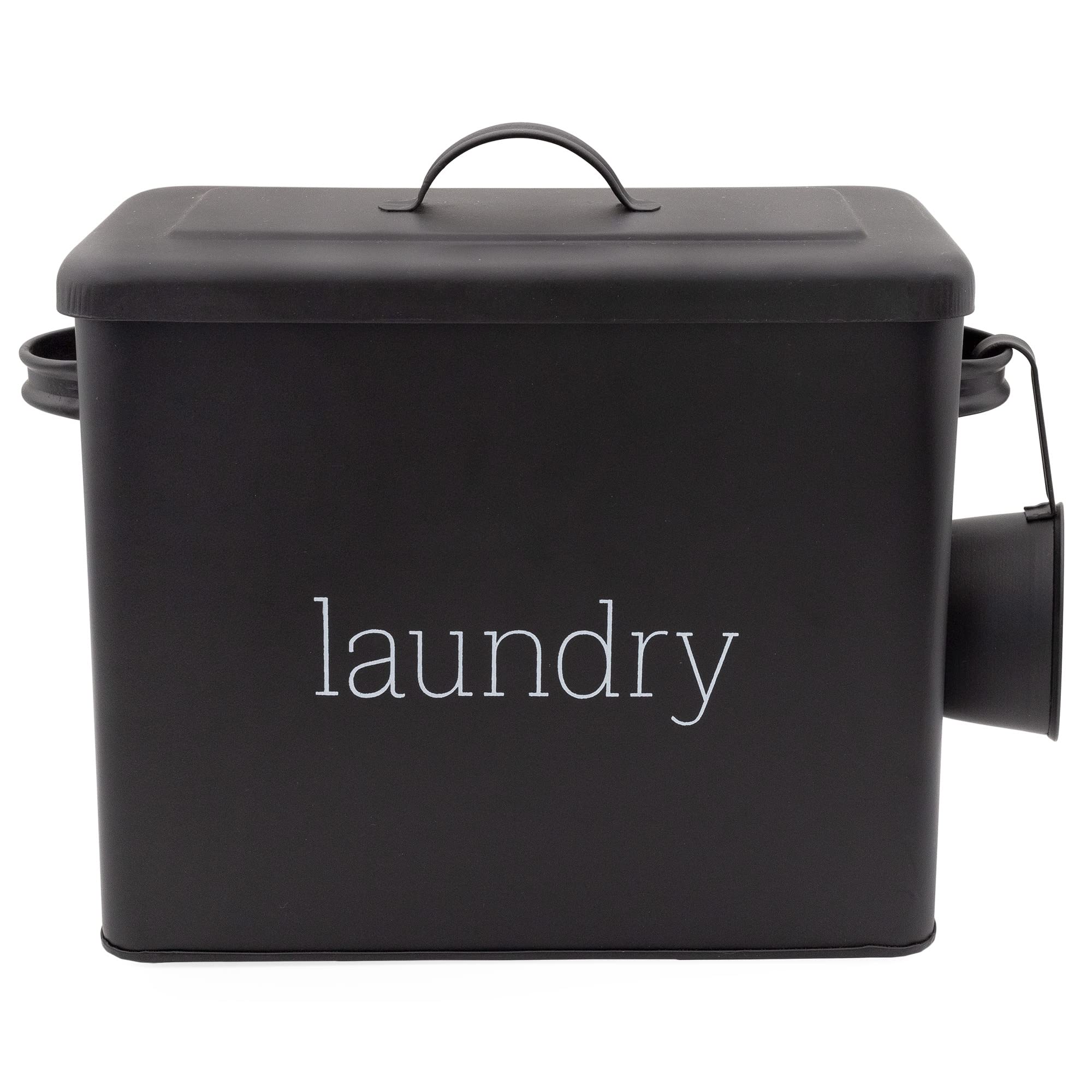 Photo 1 of AuldHome Design Enamelware Laundry Powder Container (Black), Enamelware Detergent Bin w/ Scoop