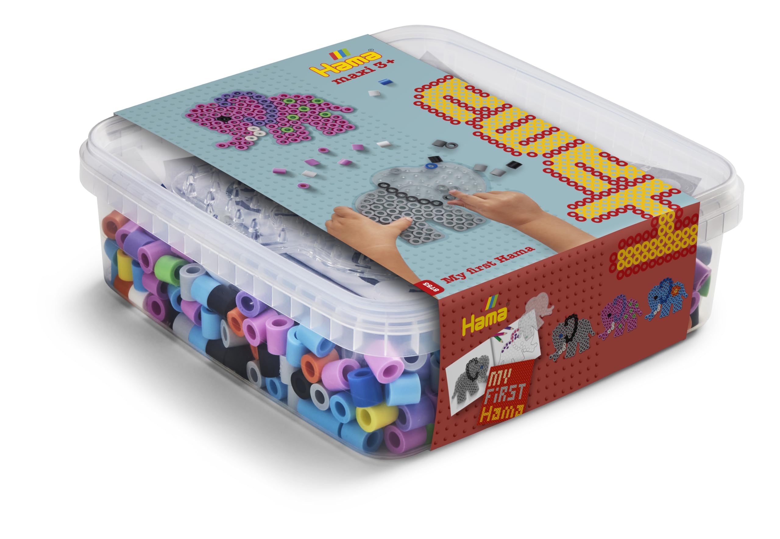 Hama Maxi Beads & Pegboard Set | Approx. 600 Beads, 1 Elephant Pegboard | Booklet with Printed Bead Designs, Instructions & Ironing Paper | Mosaic Fuse Beads Decoration Arts & Craft, Ages 3+