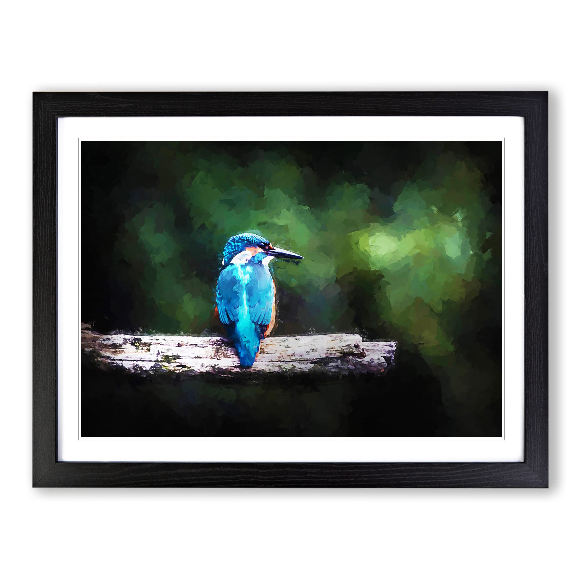 Kingfisher Looking West In Abstract Modern Art Framed Print | A4 Black Framed Wall Art | Ready to Hang | Abstract Fantasy Picture | Living Room Bedroom Lounge Office
