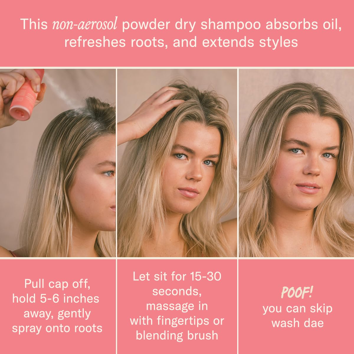 DAE Fairy Duster Dry Shampoo Powder - Non-Aerosol Natural Ingredients, Absorbs Oil & Refreshes Roots