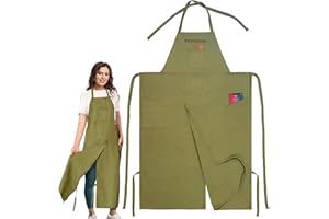 Full Coverage Pottery Apron Split Leg - 100% Cotton Canvas Potter's Aprons For Men & Women - For Ceramic Wheel Throwing, Wood
