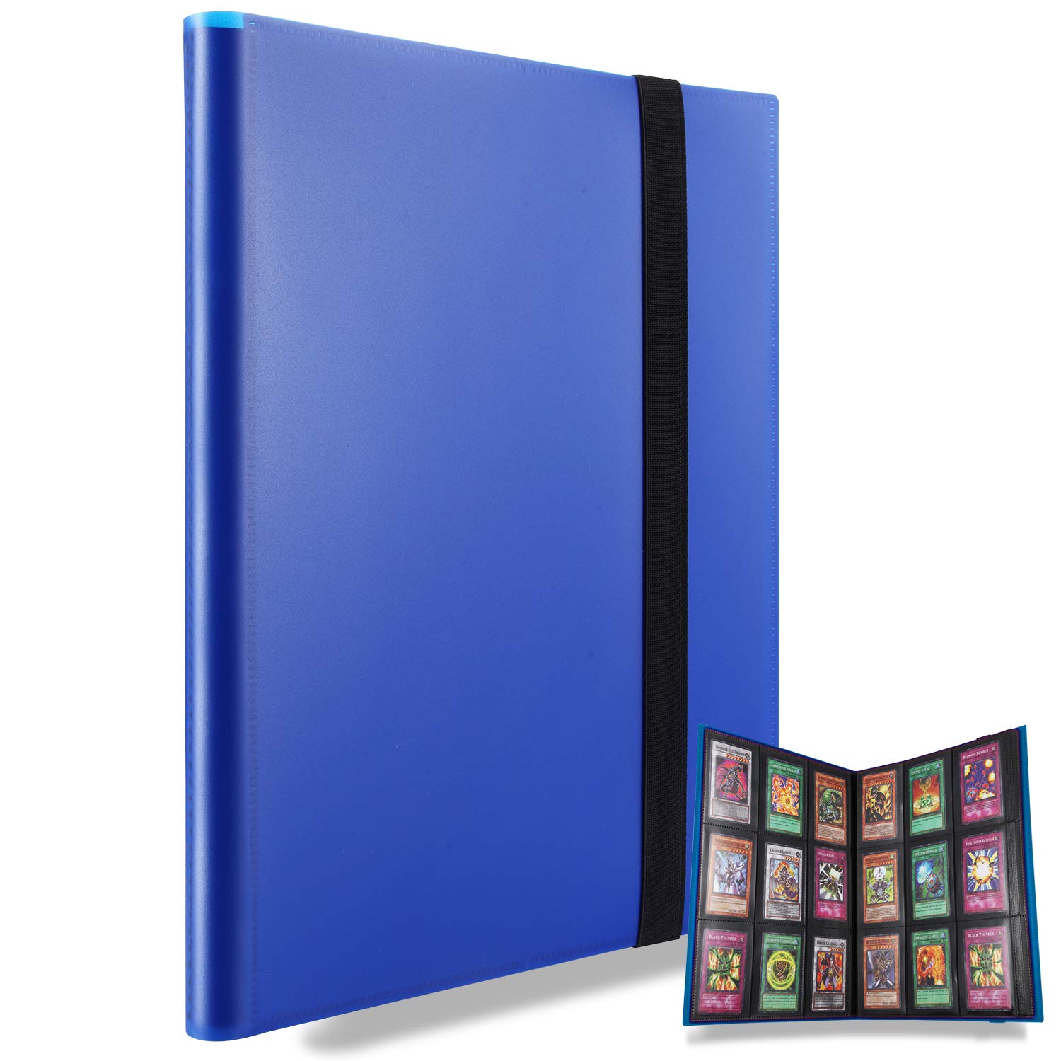 MUROAD 360 Pockets Trading Card Binder Album, Side Loading PP Pockets, Standard Size Cards Protector, compatible with Yugioh Pokemon Card Holder(Blue)