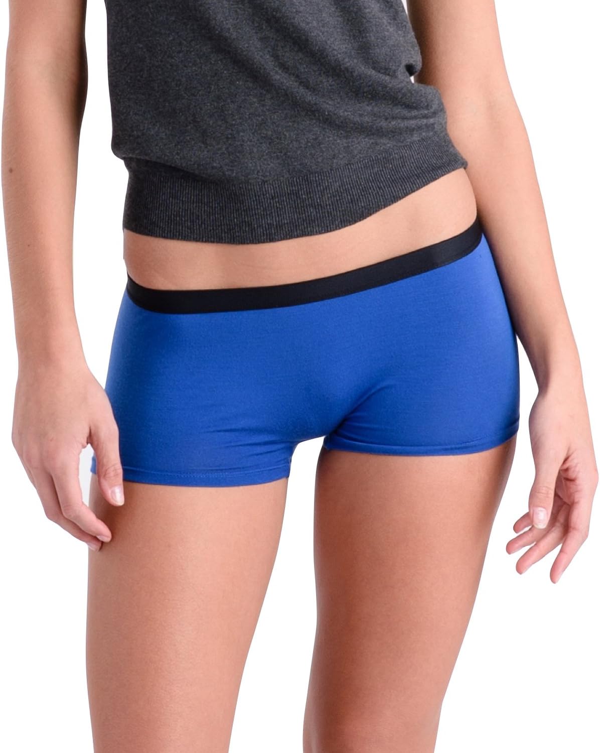 Comfortable Club Women's Modal Microfiber Boyshorts Panties Underwear (Large, Monaco Blue)