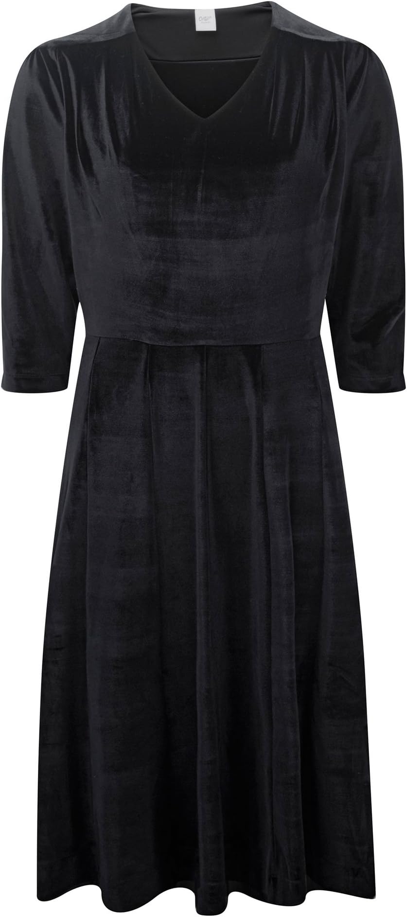 Cotton Traders Womens 3/4 Sleeve V Neck Velour Dress