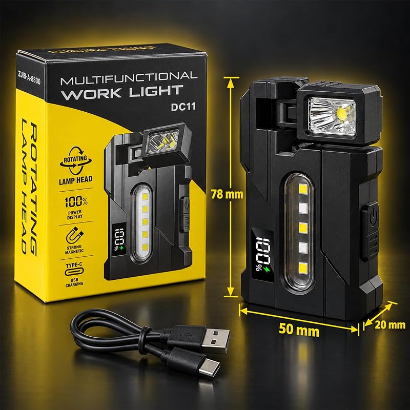 Taschenlampe LED Aufladbar, Mini EDC Taschenlampe mit LCD-Display