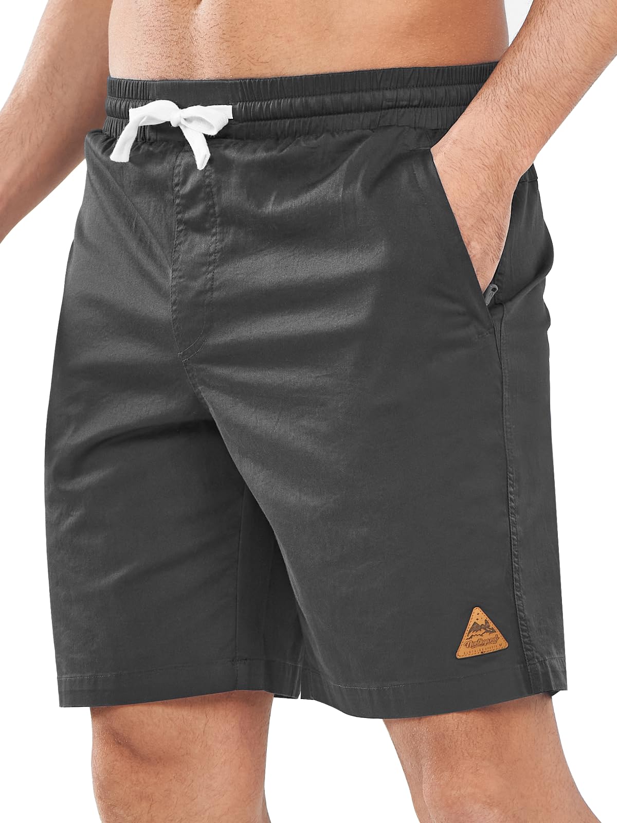 Photo 1 of NORTHYARD Mens Casual Shorts-Cotton 9" Golf Hiking Drawstring Elastic Waist Work Shorts with Zipper Pockets Darkgrey XL