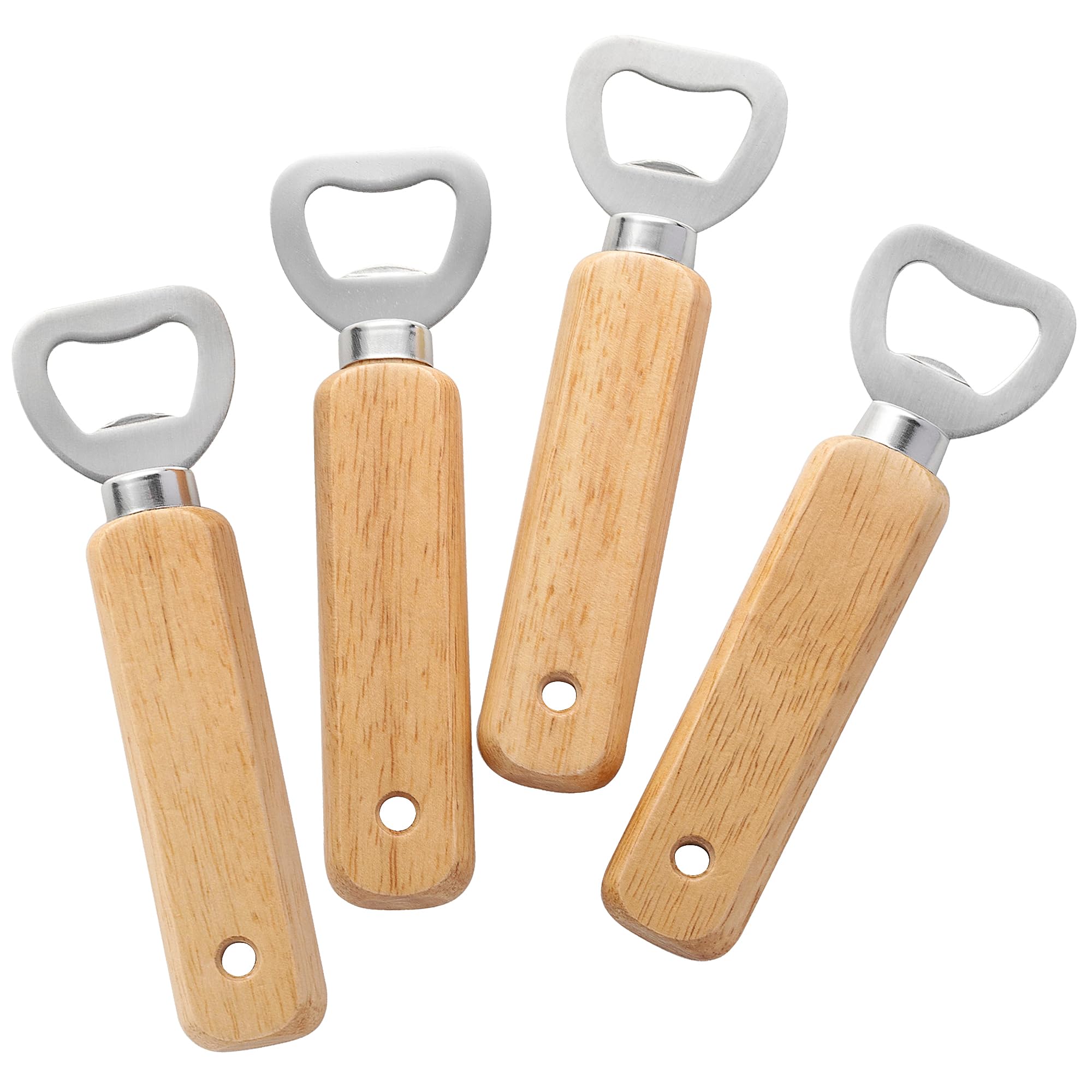 Engravable Wooden Bottle Openers, 4 PCS Handheld Beer Bottle Openers for Drinks Cider Bar Home Gadgets KH1304