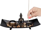 BELLE VOUS Sitting Buddha Candle & Incense Holder with Zen Tray view 3
