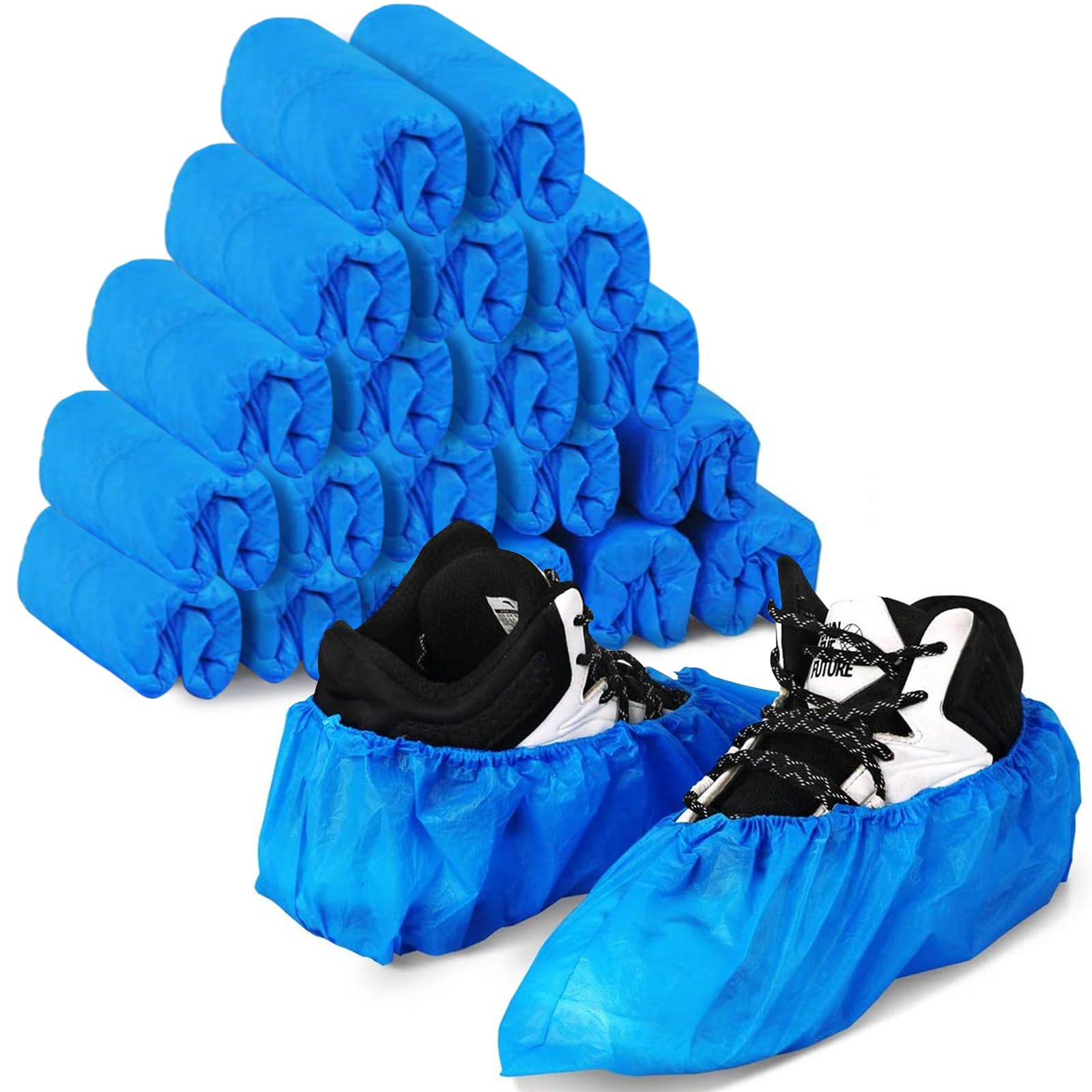 WUJUN 100Pack(50 Pairs) Blue Disposable Shoes Covers Boot Cover Waterproof, Dust-proof, Non-slip, Size Fit Most, Protect Your Shoes, Carpets and Floors. Cleaning Accessories
