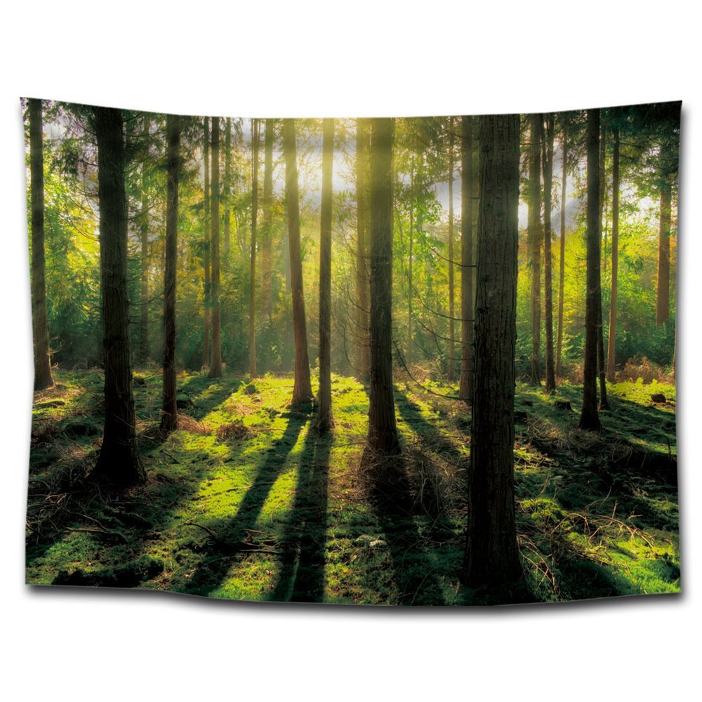GT07-waterfall 1 QEES Waterfall Tapestry Green Forest Decor Pattern Woven Couch Light-Weight Polyester Fabric Hippie Hanging Wall Decor Bedroom Living Room Dorm ZhuoLang 59 51