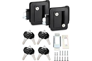 TrampgiK Engineering Plastic Camper Door Lock, RV Door Lock Replacement, Fit 3.65" x 2.95" Lock Hole, for Motorhome,RV Camper,Entrance Front Door, 2 Lock+8 Key Aliked
