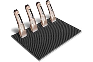 MOYRETTY Magnetic Barber Station Mat for Clippers, Stripe Non-Slip Organizer, Professional Salon Barbershop Workstation Pads, Beauty Salon Tools(19" X 13" Black)