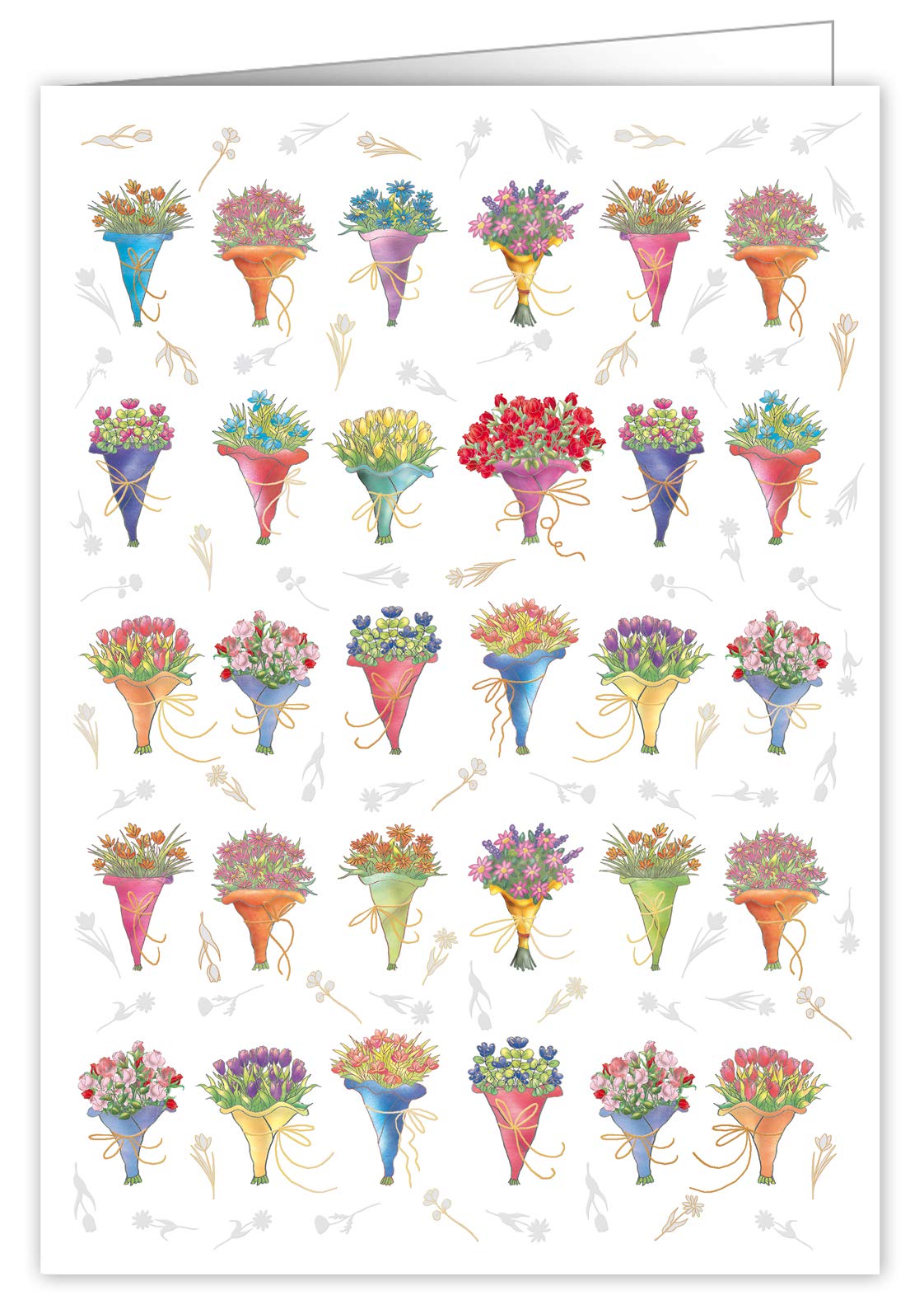 Quire Mac Classic Extra Large Birthday Card - Birthday Bouquets Design- Beautifully Embossed with Gold and Silver Foil