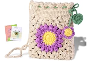 Fedmut Crochet Kit for Beginners - Phonebag Crochet Starter Kit with Video Tutorials and Yarns, Hook, Accessories for Adult Knitting Craft DIY