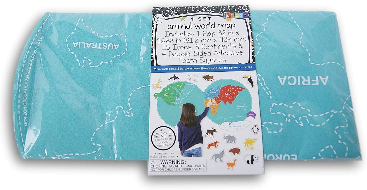 Toys & Hobbies Geography & History Horizon Group United States Felt Map & 24 Felt Landmark Icons