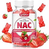 softbear NAC Gummies for Kids & Adults, NAC Supplement 1000mg N Acetyl Cysteine Supports Lung & Liver Health, Antioxidants & Immune System, Strawberry Flavor 60 Count