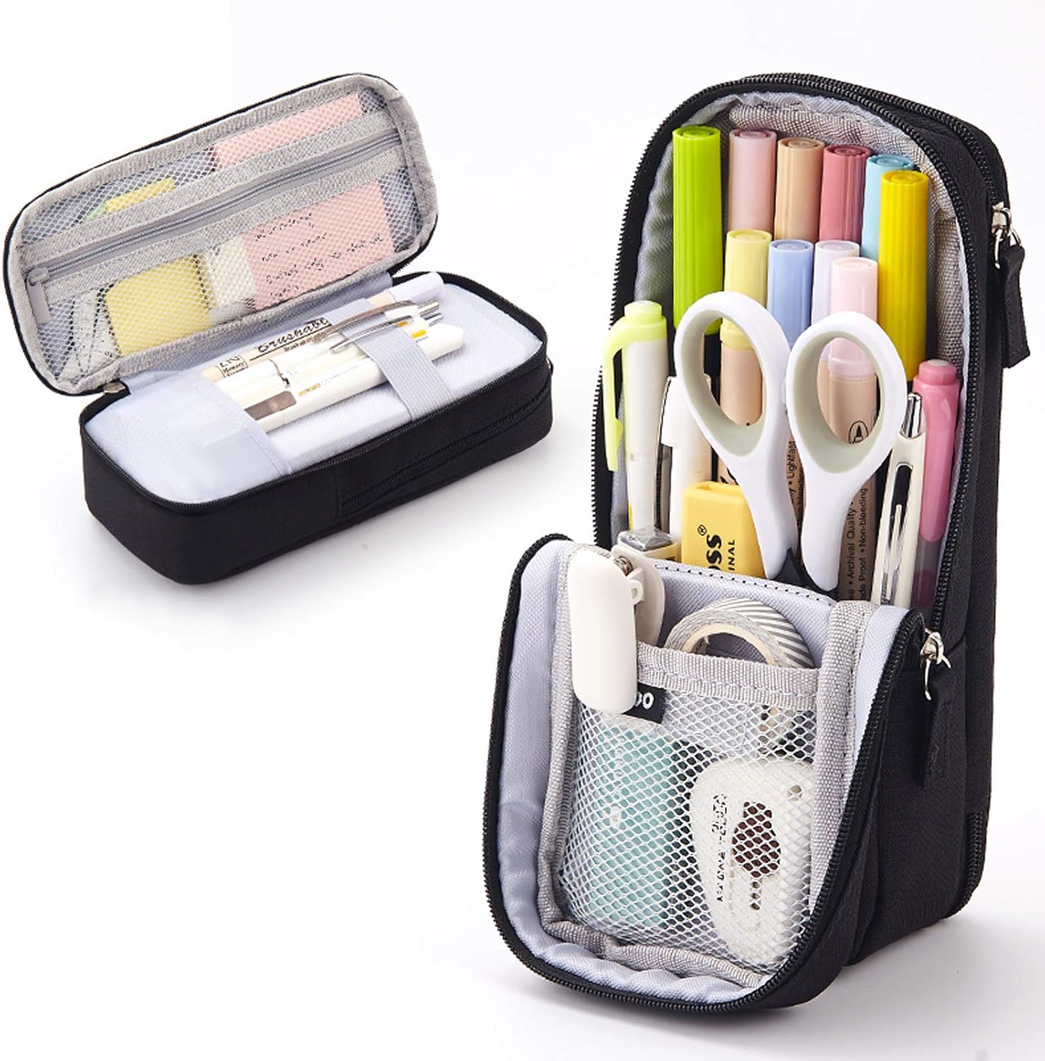 Folding Pencil Case, TOYESS Multifunction Stand Pencil Holder Durable