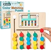 Biottro Montessori Toys for 3+ Year Old, Wooden Color Matching Puzzle Toy Brain Teasers Logic Game Preschool Educational Learning Toys for Kids Boys Girls 3 4 5 6 7 Years Old (5 Color)