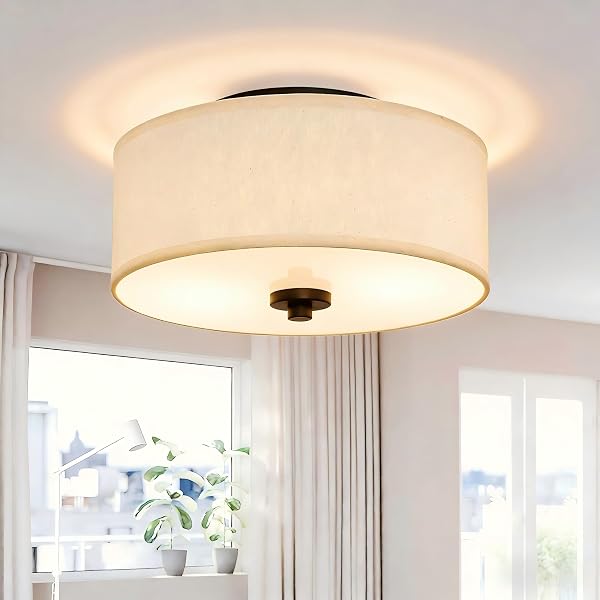 LODSTOB 2-LIGHT FLUSH MOUNT CEILING LIGHT FIXTURE, 12”...