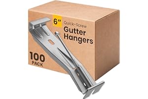 Bulder Quick-Screw 6" Gutter Hangers - Heavy Duty Hidden Gutter Brackets with Pre-Assembled Inserted Gutter Screws - Rain Gutter Parts and Accessories to Fix or Repair Sagging Rain Gutters (100 Count)