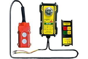Bigorenda 2 in 1 Crane Remote, Wireless Crane Remote Control 2 Buttons 12V,Dump Trailer Remote Control Industrial Crane Controller Hoist Truck Crane,Left-Right Switch Control,with Emergency Stop