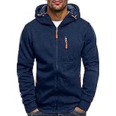 Riskrole Men's Zip Up Fleece Hoodie Lightweight Sweatshirt Long Sleeve Sports Hooded Jacket with Zipper Pockets