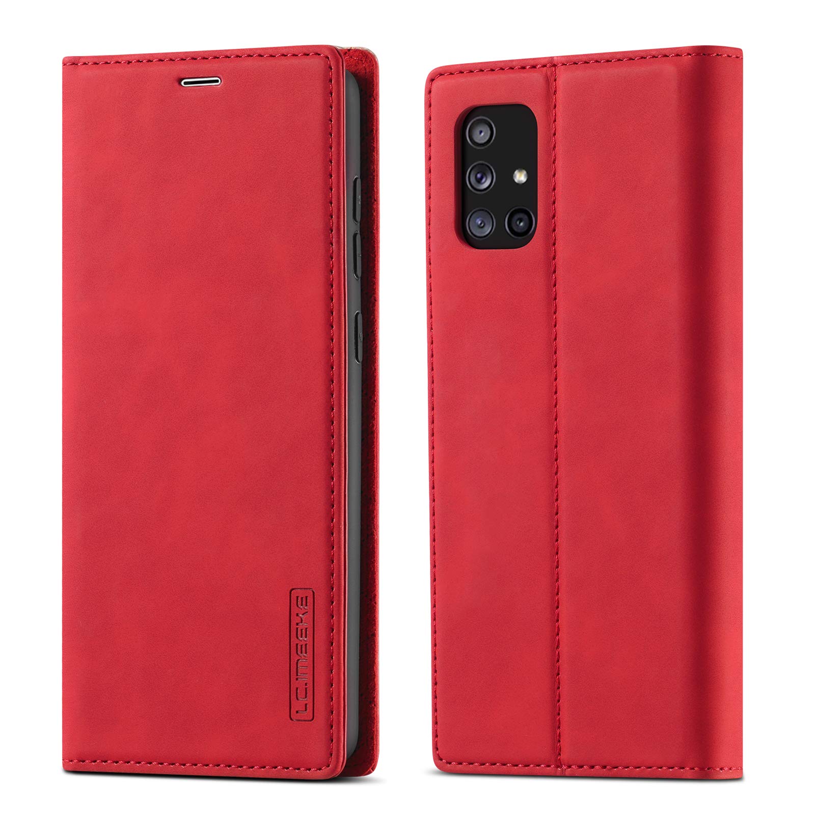 QLTYPRI Case for Samsung Galaxy A51, Vintage Matte Leather Wallet Case Card Slot Kickstand Magnetic Shockproof Flip Folio Book Case Cover for Samsung Galaxy A51 - Red