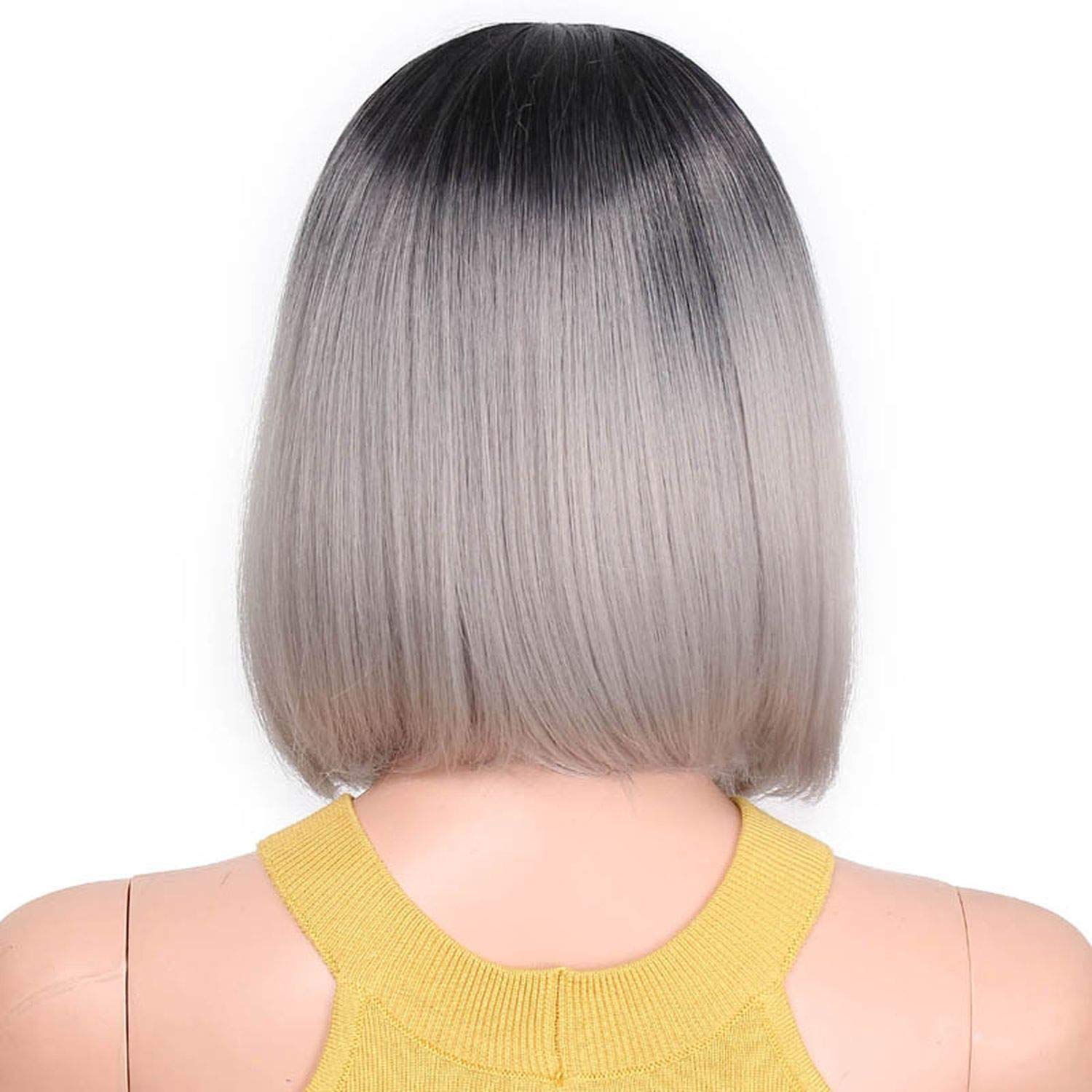 Amazon Com Synthetic Ombre Grey Hair Bob Style Short Wigs For
