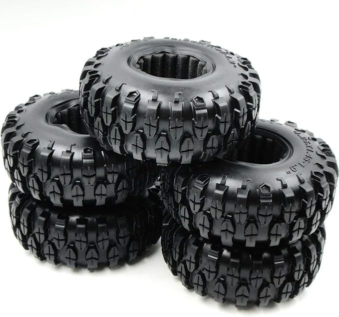 hobbysoul 5pc RC 1.9 Rock Crawler Tires 108mm for 110 RC 4WD Axial 1.9