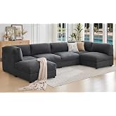 Jocisland Oversized Cloud Couch Sectional, U-Shaped Modular Couch, Gray | Wide Deep Seat Sectional Sofa, Scratch-Resistant
