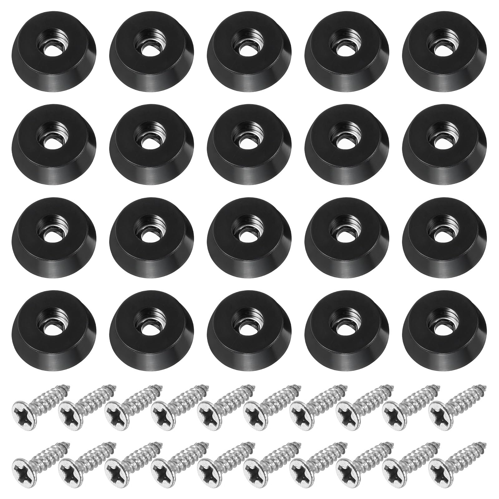 PATIKIL Cutting Board Feet,20 Pieces Non Slip Rubber Feet Bumpers with 304 Stainless Steel Screws for Cutting Board Furniture Chairs Desks 0.69"Wx0.22"H, Black