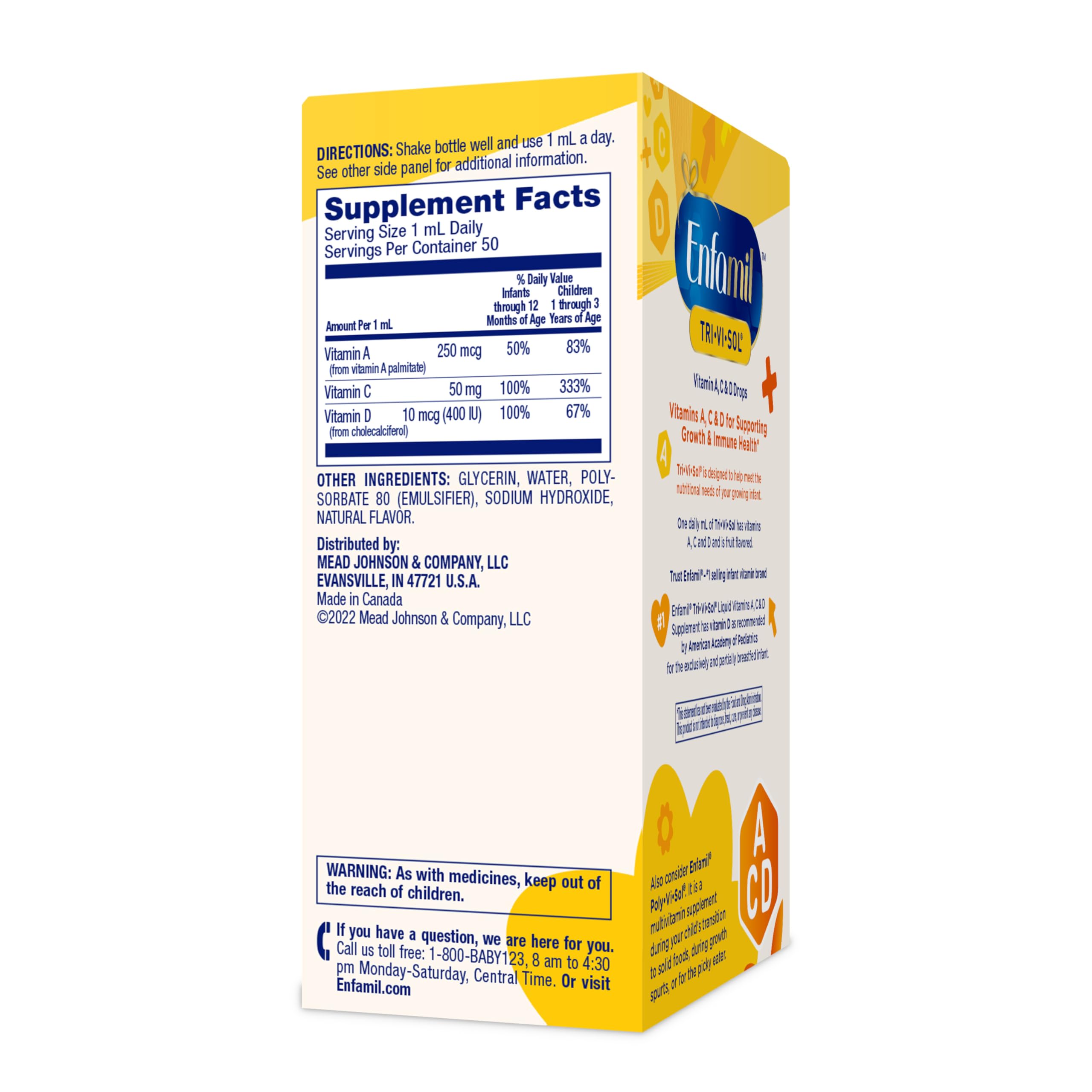 Enfamil Tri-Vi-Sol Infant Multivitamin Drops, Supports Growth & Immune Health for Babies, 50mL Bottle​