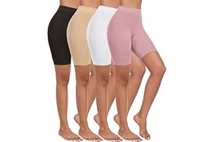 Okimay 4 Pack Slip Shorts for Under Dresses Women Seamless Anti Chafing Shorts Boyshorts Panties Smooth Yoga Biker Shorts