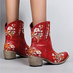 Hbeylia Cowboy Boots For Women Vintage Embroidery