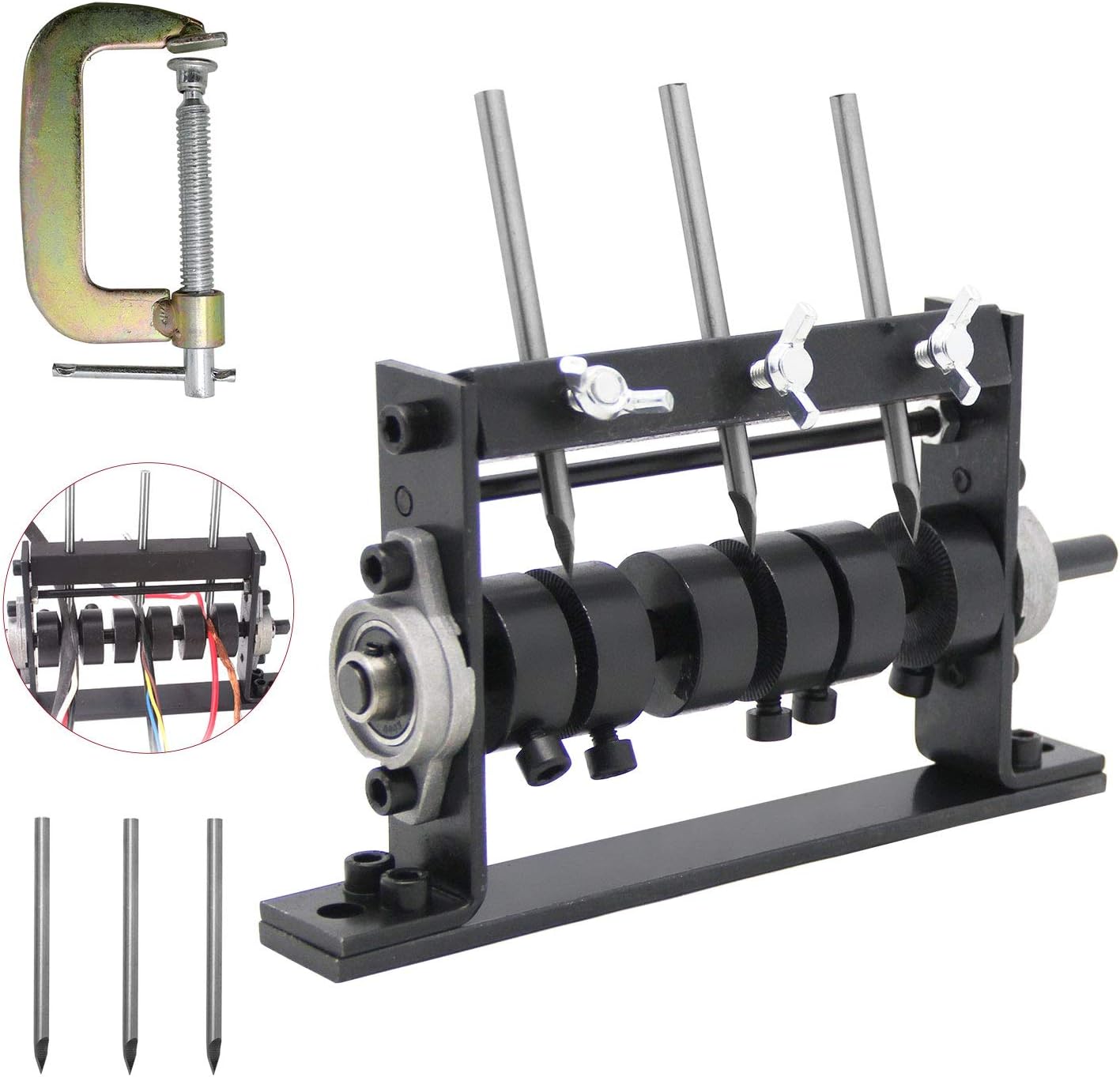 Mxmoonant 3 Wheels Wire Stripping Tool 3/641 3/16inch Hand Crank Copper Wire Stripper Machine