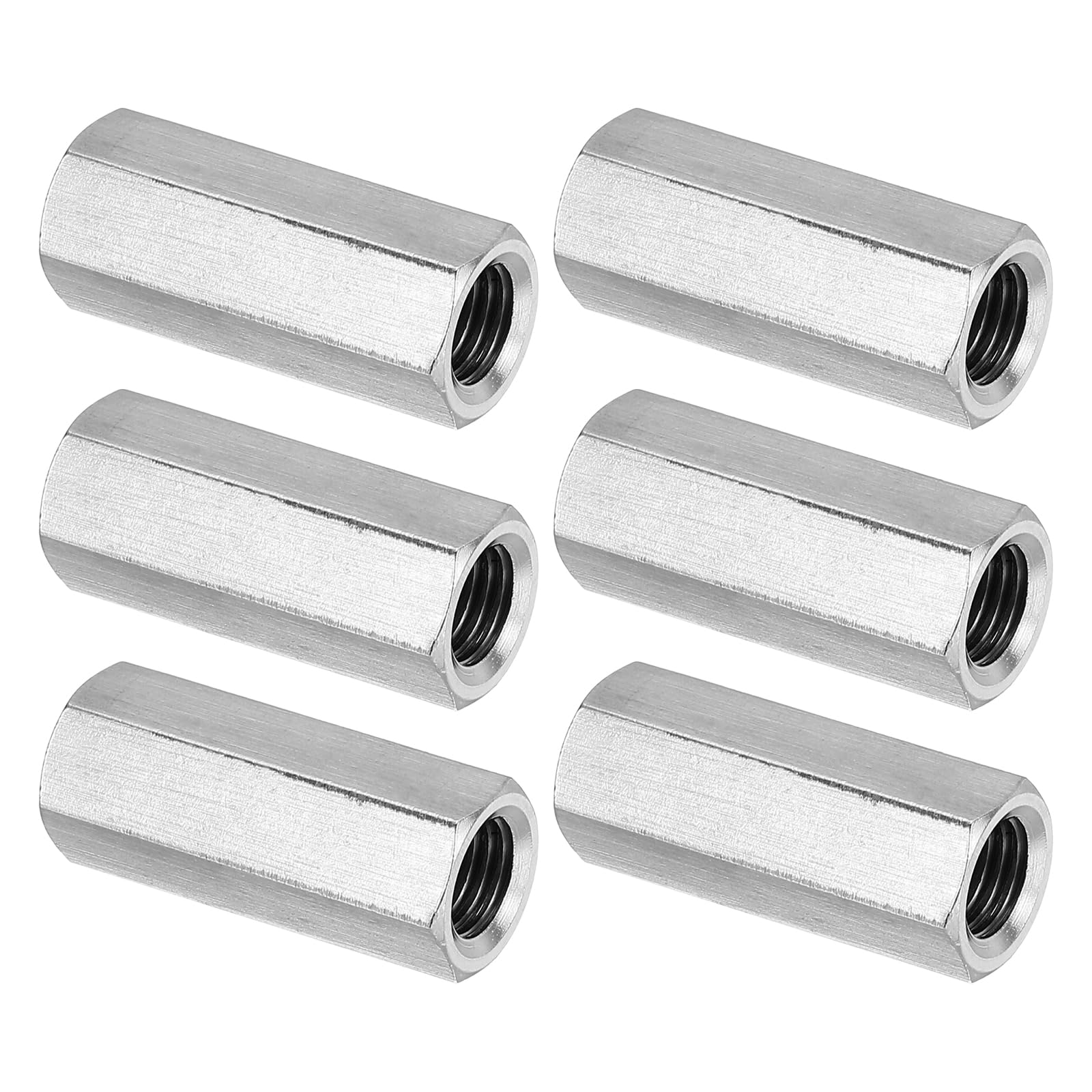 PATIKIL M10 x 1.25-Pitch 304 Stainless Steel Hex Coupling Nuts, 6Pcs 35mm/ 1.4" Length Fully Threaded Rod Coupling Nut Studding Connector Fasteners, Silver Tone — image 1