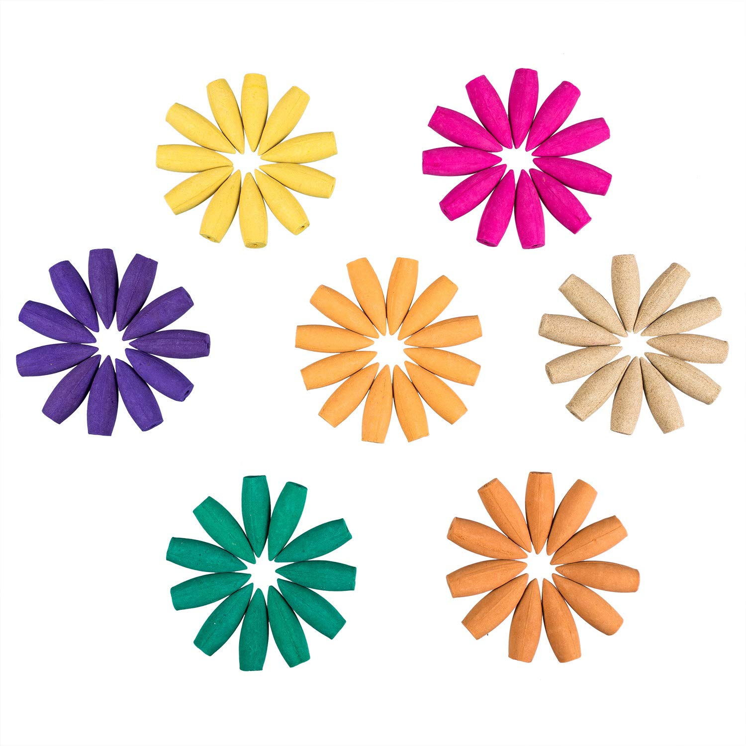 TETTY Backflow Bullet Incense Cones Natural Mix Lavender Osmanthus Fragrant Tsao Jasmine Rose Green Tea for Backflow Incense Burner Holder 70 PCS（15 minutes）(04)