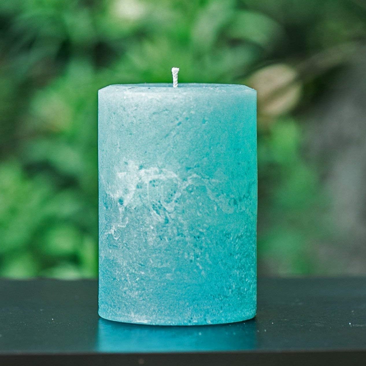 Still Water CandlesHandmade Light Teal Turquoise Rustic Textured Decorative Pillar Candle, Clean Burning Wax, Small Large and Custom Sizes, Primitive Country Farmhouse