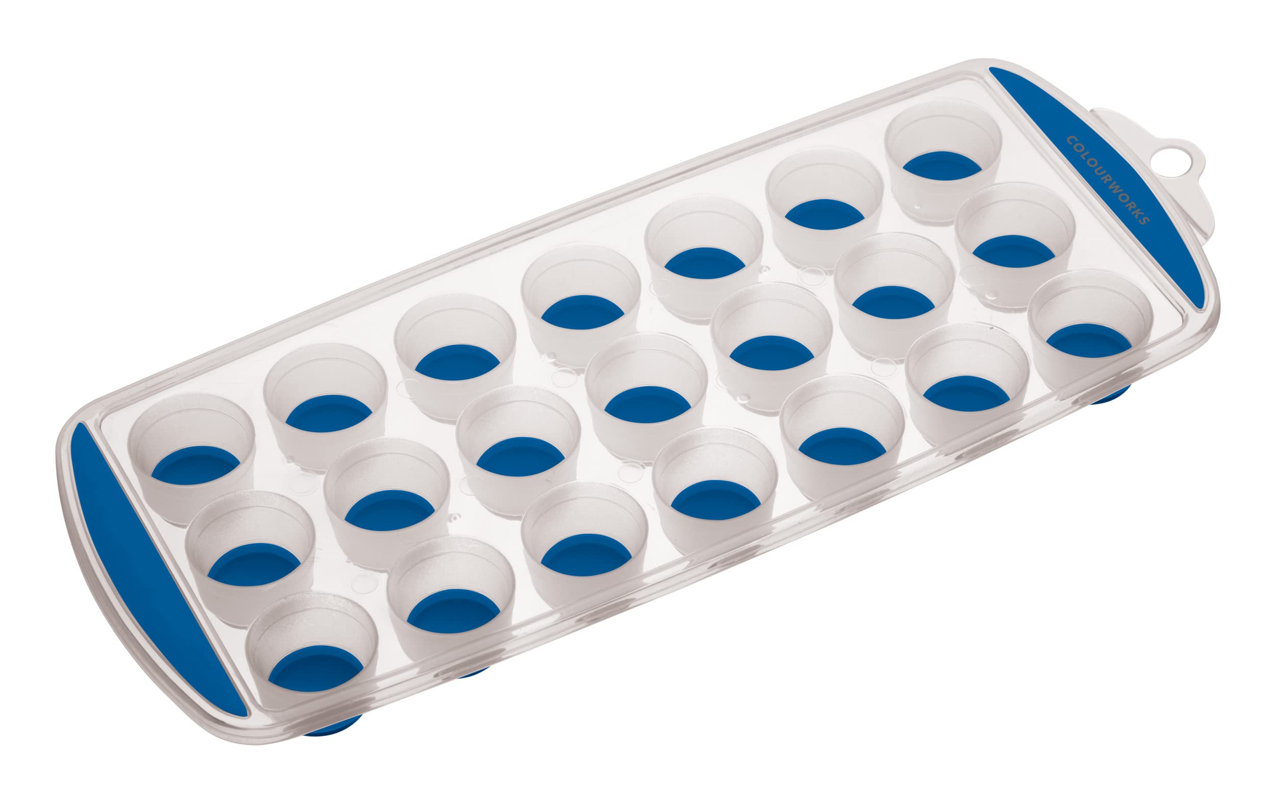 Colourworks Ice Cube Tray with Silicone Base, 21 Pop Out Ice Cubes, 11.9 x 29.9 x 2.5cm, Blue