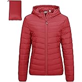 Outdoor Ventures Women's Packable Lightweight Full-Zip Puffer Jacket with Hood Quilted Winter Coat